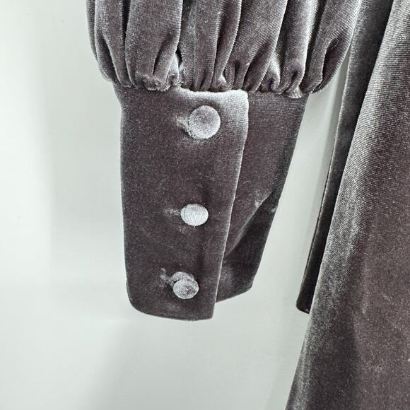 Eliza J Wrap Draped Look‎ Long Sleeves V-neck Velvet Jumpsuit Gray Size 0 - Picture 9 of 12